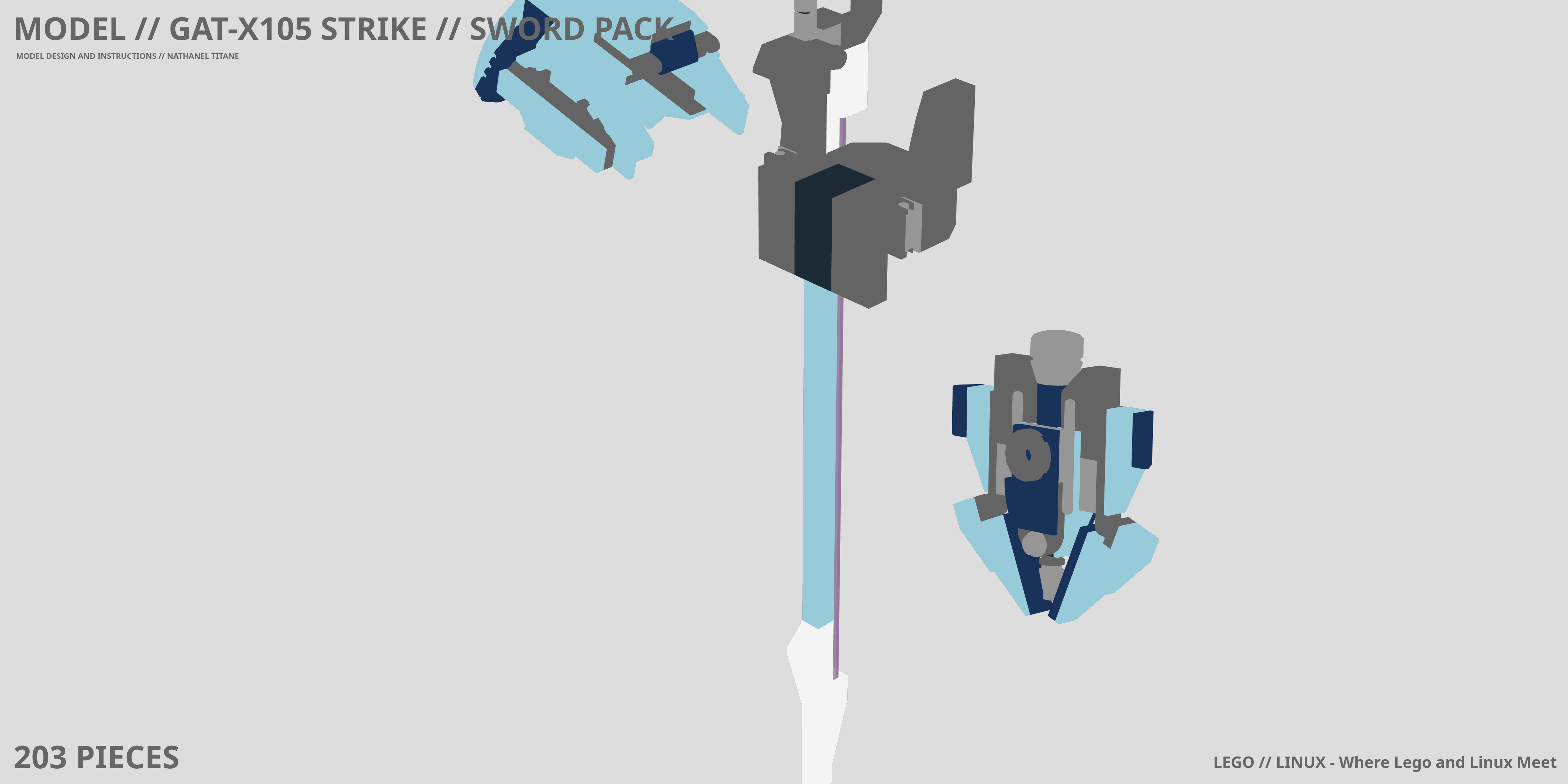 GAT-X105 STRIKE // SWORD PACK LEGO® MOC - Instruction Sample - Page 1