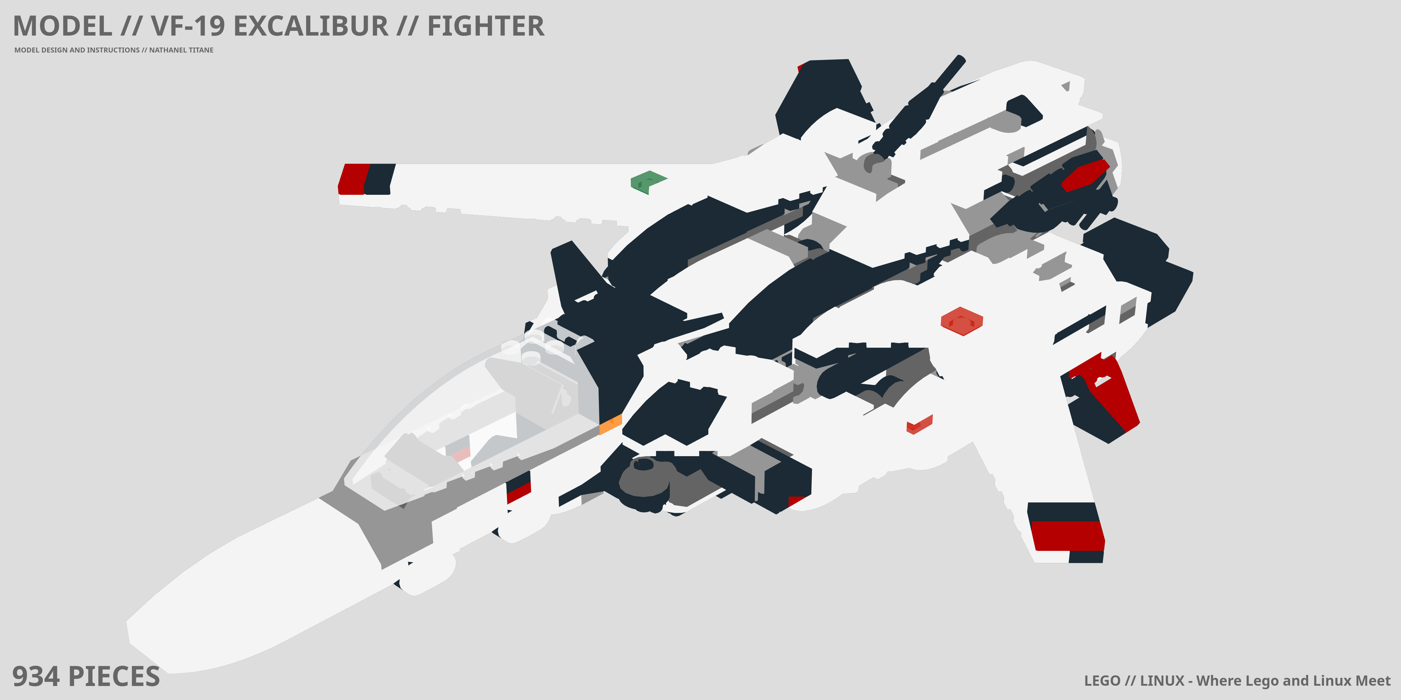 VF-19 EXCALIBUR // FIGHTER LEGO® MOC - Instruction Sample - Page 1