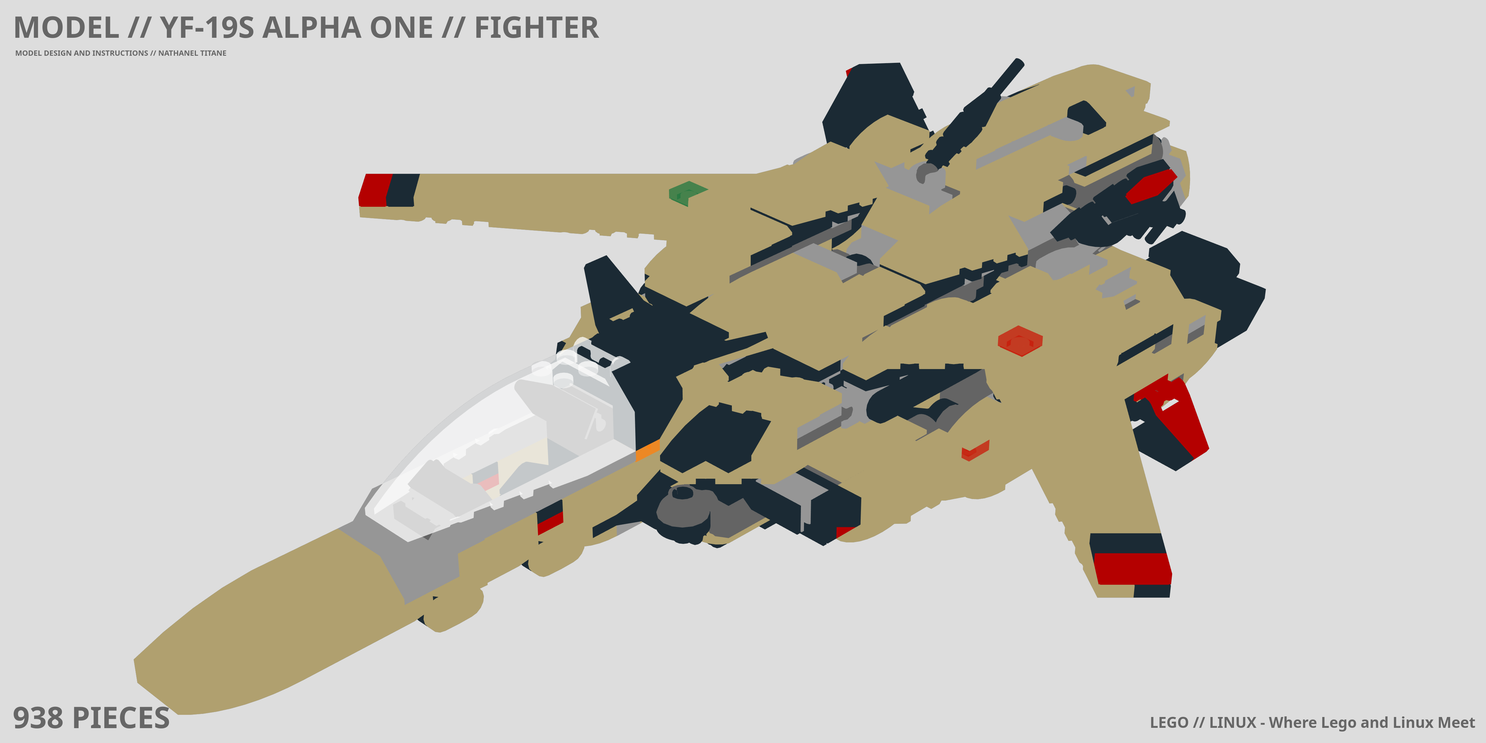 YF-19S ALPHA ONE // FIGHTER LEGO® MOC - Instruction Sample - Page 1